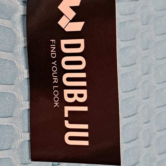 Doublju Leggings Turquoise Plus Size 2X Light Blue NWT Honeycomb Pattern - Picture 4 of 8